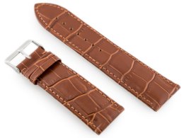 PASEK SKÓRZANY DO ZEGARKA W64 - BRĄZOWY - 24MM