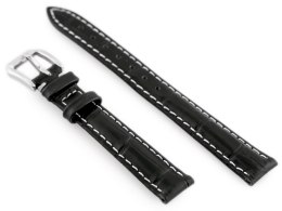 PASEK SKÓRZANY DO ZEGARKA W64 - CZARNY/BIAŁY 14MM