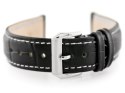 PASEK SKÓRZANY DO ZEGARKA W64 - CZARNY/BIAŁY 18MM
