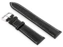 PASEK SKÓRZANY DO ZEGARKA W64 - CZARNY/BIAŁY 18MM