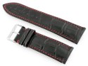PASEK SKÓRZANY DO ZEGARKA W64 CZARNY/CZERWONY 24MM