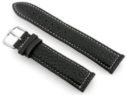 PASEK SKÓRZANY DO ZEGARKA W71 - CZARNY/BIAŁY - 18MM