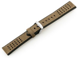 PASEK SKÓRZANY DO ZEGARKA W80 BEŻOWY/CZARNY - 20MM