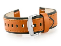 PASEK SKÓRZANY DO ZEGARKA W80 BRĄZOWO/CZARNY 20MM