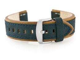 PASEK SKÓRZANY DO ZEGARKA W80 GRANATOWY/BRĄZ 24MM
