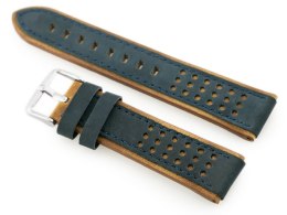 PASEK SKÓRZANY DO ZEGARKA W80 GRANATOWY/BRĄZ 24MM