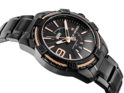 ZEGAREK MĘSKI NAVIFORCE - NF9117 (ZN059C) - BLACK/ROSEGOLD + BOx ZEGAREK MĘSKI NAVIFORCE - NF9117 (ZN059C) - BLACK/ROSEGOLD + BOx