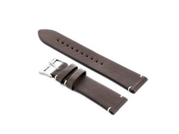 PASEK SKÓRZANY DO ZEGARKA W118 - CIEMNY BRĄZ - 22MM