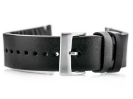 PASEK SKÓRZANY DO ZEGARKA W118 - CZARNY/BIAŁE - 24MM