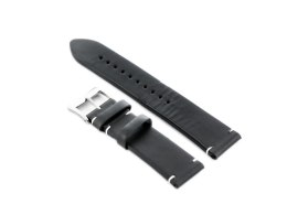 PASEK SKÓRZANY DO ZEGARKA W118 - CZARNY/BIAŁE - 24MM