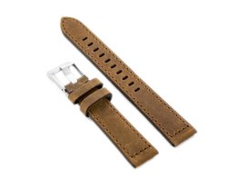 PASEK SKÓRZANY DO ZEGARKA W25 - BRĄZOWY - 22MM
