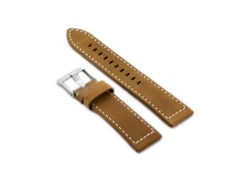 PASEK SKÓRZANY DO ZEGARKA W25 - CAMEL/BIAŁE - 20MM
