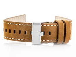 PASEK SKÓRZANY DO ZEGARKA W25 - CAMEL/BIAŁE - 24MM