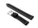 PASEK SKÓRZANY DO ZEGARKA W25 - CZARNY/BIAŁE - 24MM