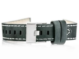 PASEK SKÓRZANY DO ZEGARKA W25 - SZARY - 22MM
