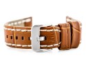 PASEK SKÓRZANY DO ZEGARKA W49 - CAMEL/BIAŁE - 22MM