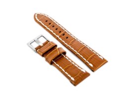 PASEK SKÓRZANY DO ZEGARKA W49 - CAMEL/BIAŁE - 22MM