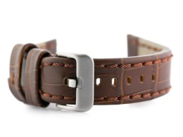 PASEK SKÓRZANY DO ZEGARKA W49 - CIEMNY BRĄZ - 20MM