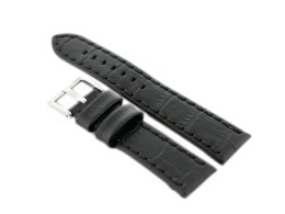 PASEK SKÓRZANY DO ZEGARKA W49 - CZARNY - 22MM