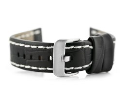 PASEK SKÓRZANY DO ZEGARKA W49 - CZARNY/BIAŁE - 20MM