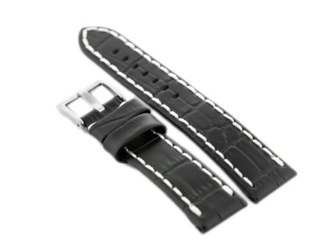 PASEK SKÓRZANY DO ZEGARKA W49 - CZARNY/BIAŁE - 22MM PASEK SKÓRZANY DO ZEGARKA W49 - CZARNY/BIAŁE - 22MM