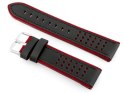 PASEK SKÓRZANY DO ZEGARKA W80 CZARNY/BORDOWY 24MM