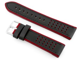 PASEK SKÓRZANY DO ZEGARKA W80 CZARNY/BORDOWY 24MM