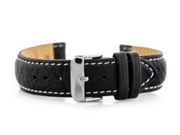 PASEK SKÓRZANY DO ZEGARKA W05XL CZARNY/BIAŁE - 20MM