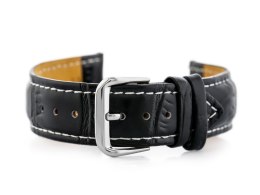 PASEK SKÓRZANY DO ZEGARKA W102L CZARNY/BIAŁY - 18MM
