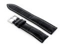 PASEK SKÓRZANY DO ZEGARKA W102L CZARNY/BIAŁY - 18MM