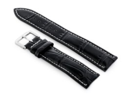 PASEK SKÓRZANY DO ZEGARKA W102L CZARNY/BIAŁY - 18MM