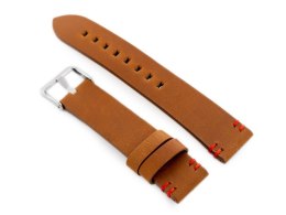 PASEK SKÓRZANY DO ZEGARKA W110 - BRĄZ/CZERWONE - 20MM