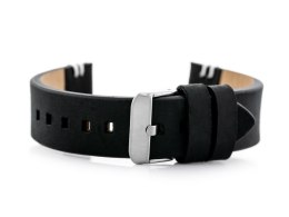 PASEK SKÓRZANY DO ZEGARKA W110 - CZARNY/BIAŁE - 22MM
