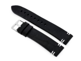 PASEK SKÓRZANY DO ZEGARKA W110 - CZARNY/BIAŁE - 22MM