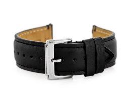 PASEK SKÓRZANY DO ZEGARKA W89 CZARNY - 22MM
