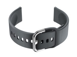 PASEK GUMOWY DO SMARTWATCH U01 - CIEMNY SZARY/SREBRNY - 18MM