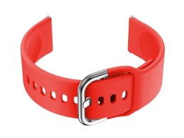 PASEK GUMOWY DO SMARTWATCH U01 - CZERWONY/SREBRNY - 18MM