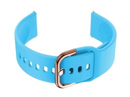 PASEK GUMOWY DO SMARTWATCH U01 - NIEBIESKI/R.GOLD - 20MM