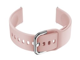 PASEK GUMOWY DO SMARTWATCH U01 - RÓŻOWY/SREBRNY - 20MM