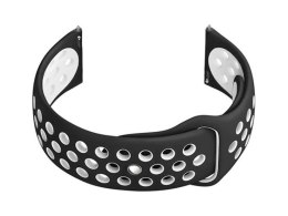 PASEK GUMOWY DO SMARTWATCH U11 - CZARNY/BIAŁY - 22MM