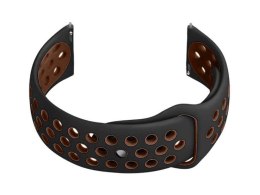 PASEK GUMOWY DO SMARTWATCH U11 - CZARNY/BRĄZOWY - 22MM