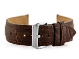 PASEK SKÓRZANY DO ZEGARKA W06 - CIEMNY BRĄZ - 24MM