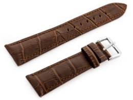 PASEK SKÓRZANY DO ZEGARKA W06 - CIEMNY BRĄZ - 24MM