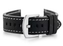 PASEK SKÓRZANY DO ZEGARKA W72 - CZARNY/BIAŁA 20MM