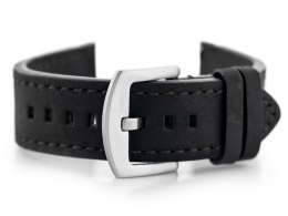 PASEK SKÓRZANY DO ZEGARKA W72 - CZARNY/CZARNA 22MM