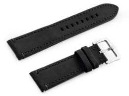 PASEK SKÓRZANY DO ZEGARKA W72 - CZARNY/CZARNA 22MM