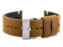PASEK SKÓRZANY DO ZEGARKA W93 - BRĄZ/BIAŁA - 22MM