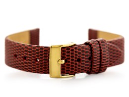 PASEK SKÓRZANY DO ZEGARKA W107 - CZERWONY/ZŁ. 20MM