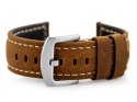 PASEK SKÓRZANY DO ZEGARKA W29 - CIEMNY BRĄZ 24MM
