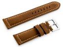 PASEK SKÓRZANY DO ZEGARKA W29 - CIEMNY BRĄZ 24MM
